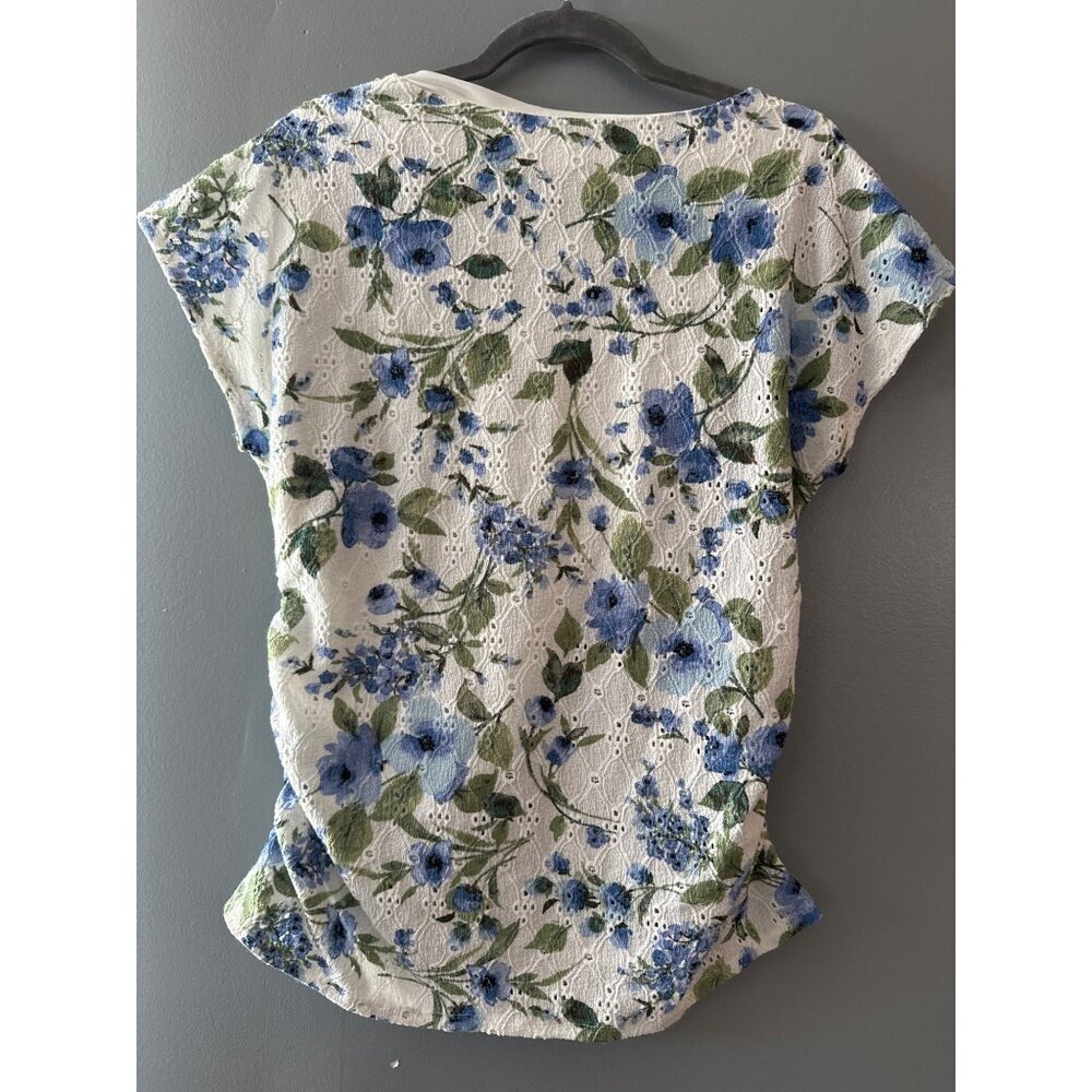 Stitch Collection L Floral Eyelet Blouse Romantic Cottagecore Summer Top fairy - Picture 4 of 6